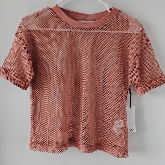 Mesh Crop Top Salmon Pink size XS - Picture 2 of 4